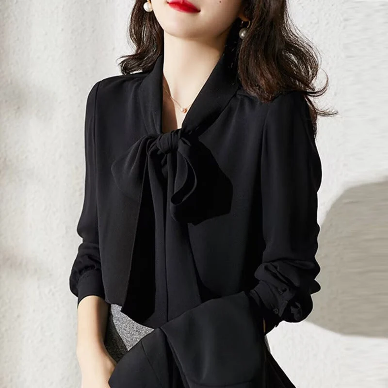 Damen Elegante Schleifenbluse
