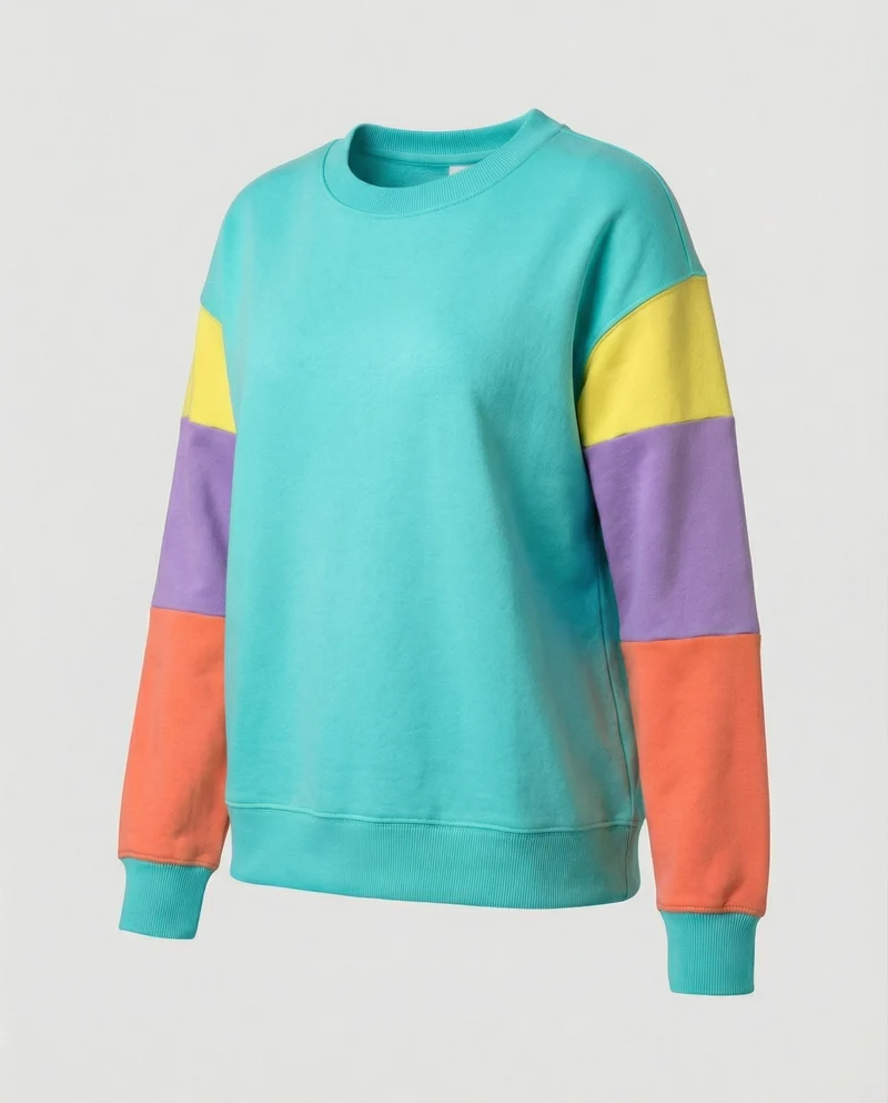 Damen lässiger Sweatshirt mit kontrastierenden Ärmeln