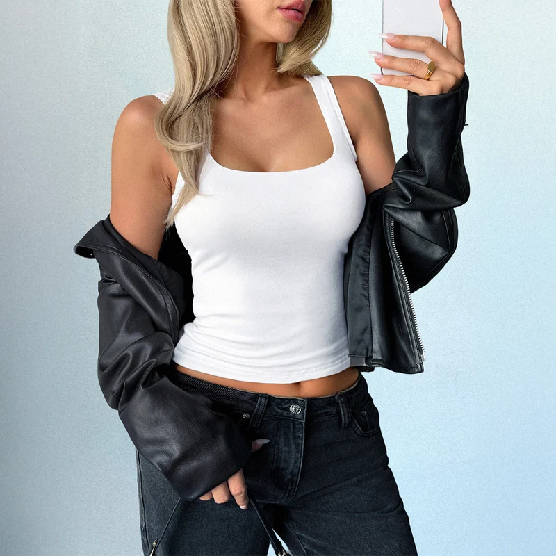 Damen Elegantes Top mit quadratischem Ausschnitt und figurfreundlichem Schnitt