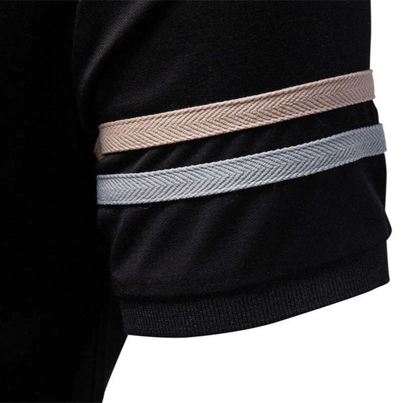 Herren nan atmungsaktives elastisches Poloshirt mit kurzem Reißverschluss und Kontraststreifen an Ärmeln