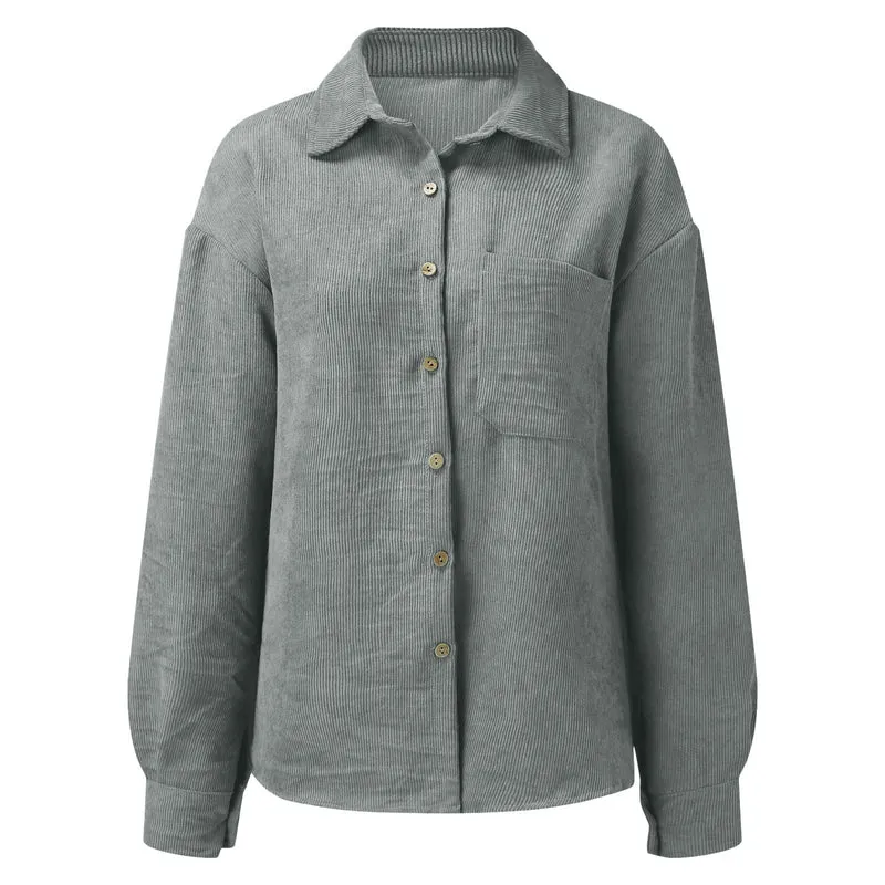 Damen Übergroße Kordbluse