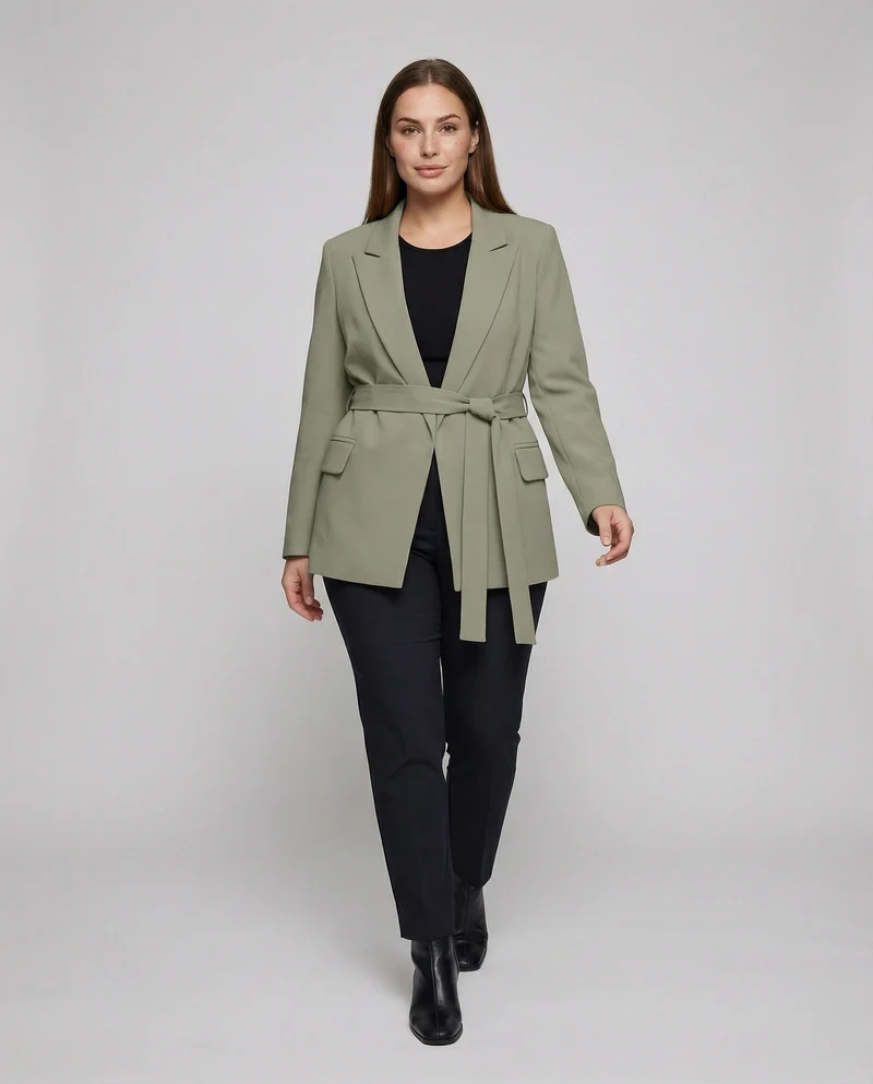 Damen klassischer Longblazer mit kastigem Schnitt