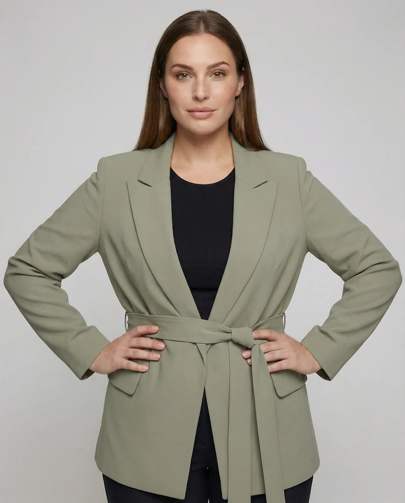 Damen klassischer Longblazer mit kastigem Schnitt