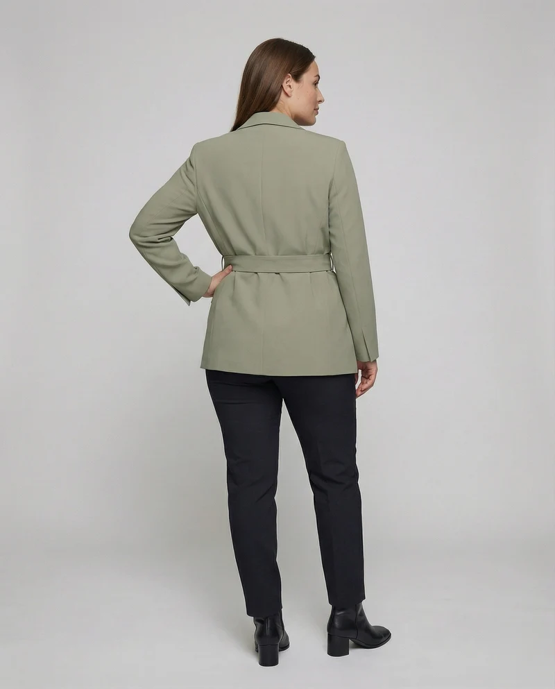 Damen klassischer Longblazer mit kastigem Schnitt