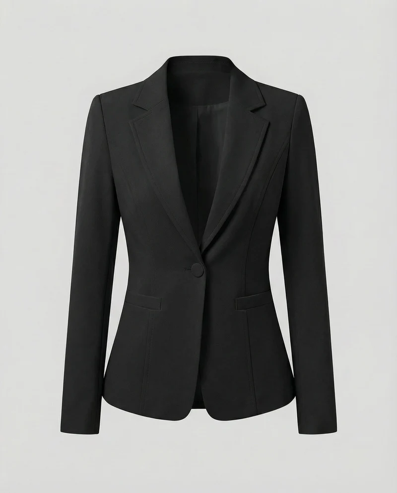 Damen nan taillierter Business-Blazer mit Reverskragen und Schulterpolstern Nord Taschen