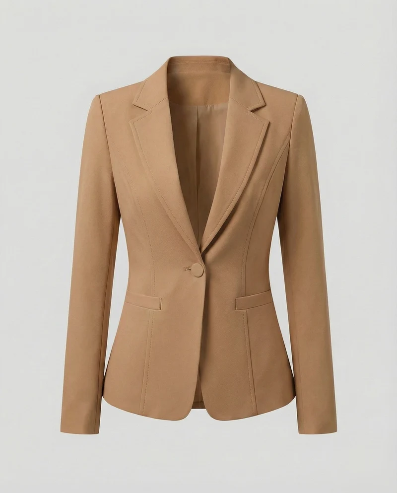 Damen nan taillierter Business-Blazer mit Reverskragen und Schulterpolstern Nord Taschen
