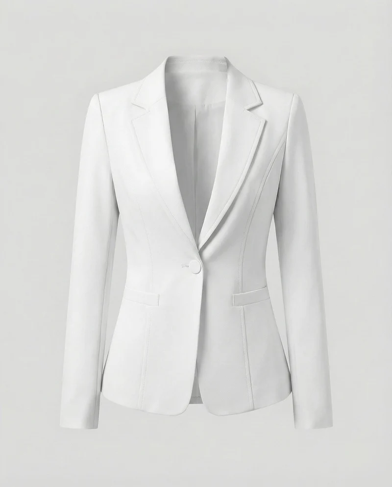 Damen nan taillierter Business-Blazer mit Reverskragen und Schulterpolstern Nord Taschen