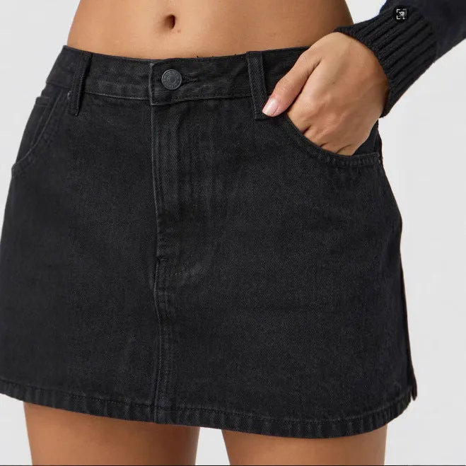 Damen Denim-Minirock mit modischen Taschen und klassischem Schnitt
