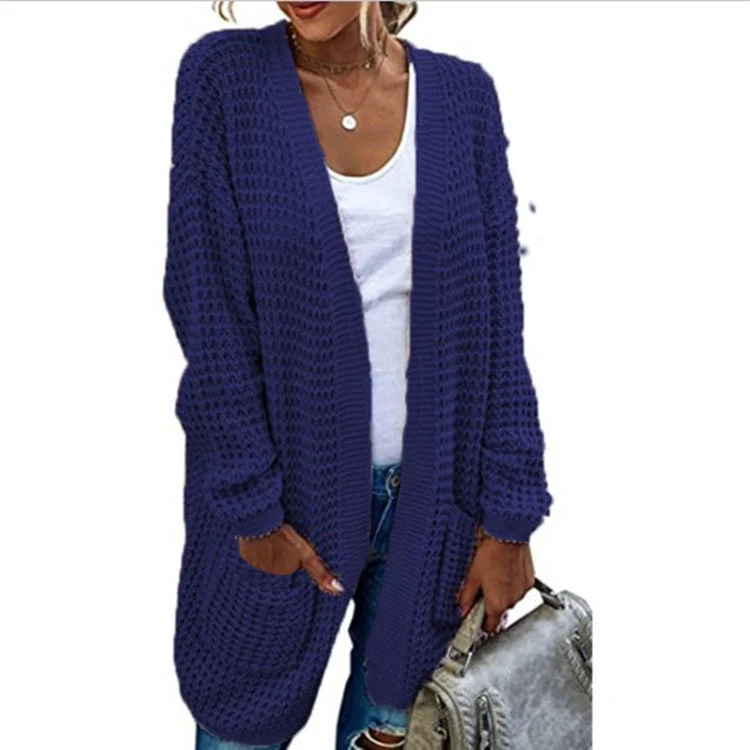 Damen Grobstrick-Cardigan mit lässiger Passform und tiefen Taschen Nord Taschen