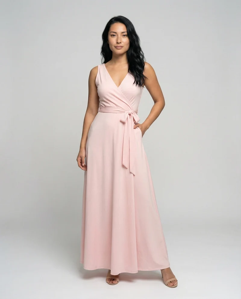 Damen Gala-Maxikleid mit Wickelfront