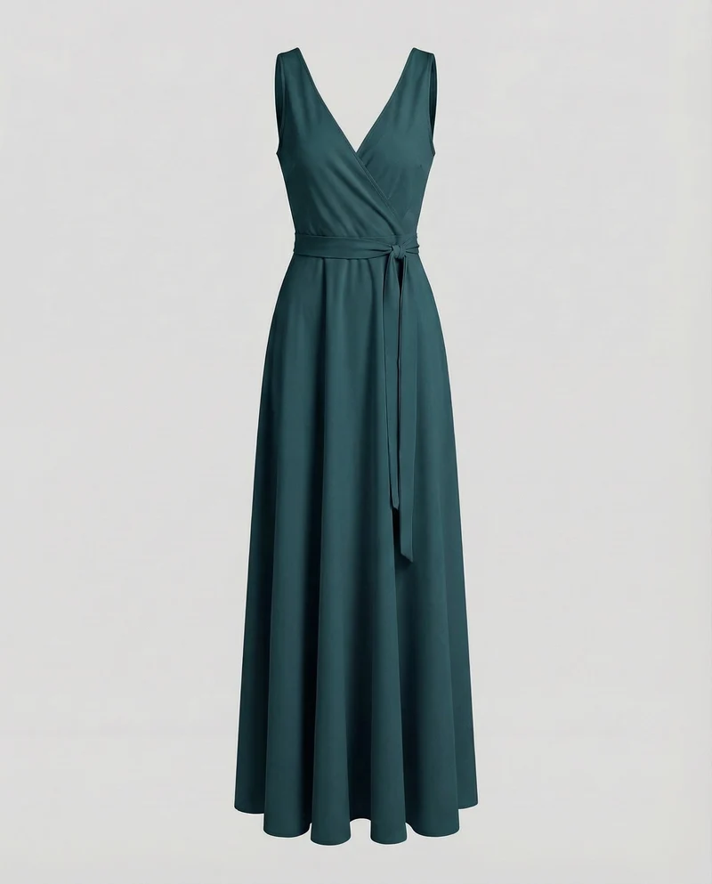 Damen Gala-Maxikleid mit Wickelfront
