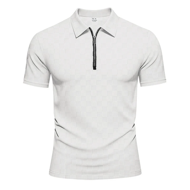 Herren nan kurzes Halbzip-Poloshirt aus strukturierter Waffelpiqué mit Hemdkragen und figurbetonter Passform Nord Taschen