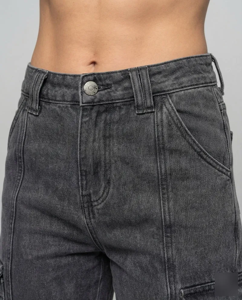 Damen Cargo-Jeans Used-Look Klappentaschen