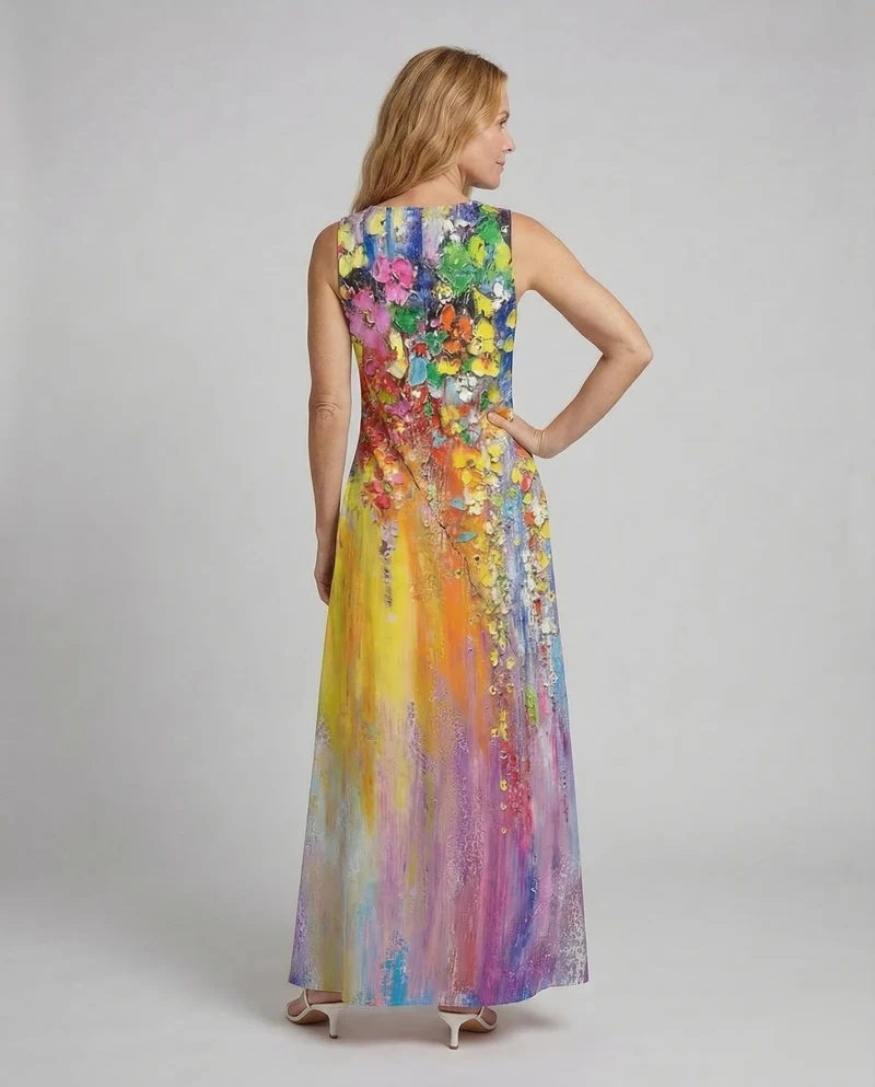 Damen Maxikleid Print A Linie