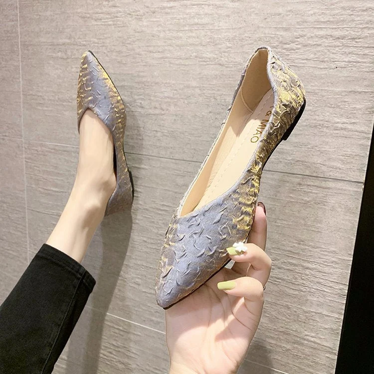 Damen Ballerinas mit spitz zulaufendem Design und strukturiertem Obermaterial