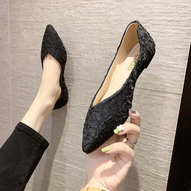 Damen Ballerinas mit spitz zulaufendem Design und strukturiertem Obermaterial
