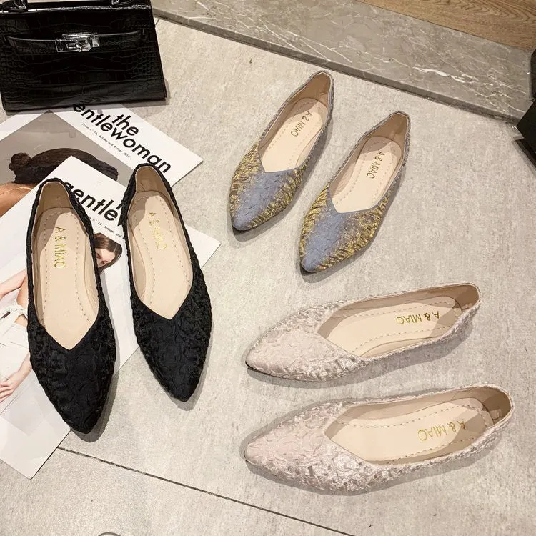 Damen Ballerinas mit spitz zulaufendem Design und strukturiertem Obermaterial