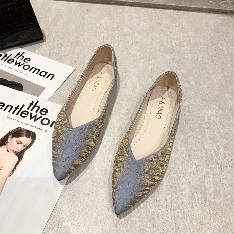 Damen Ballerinas mit spitz zulaufendem Design und strukturiertem Obermaterial