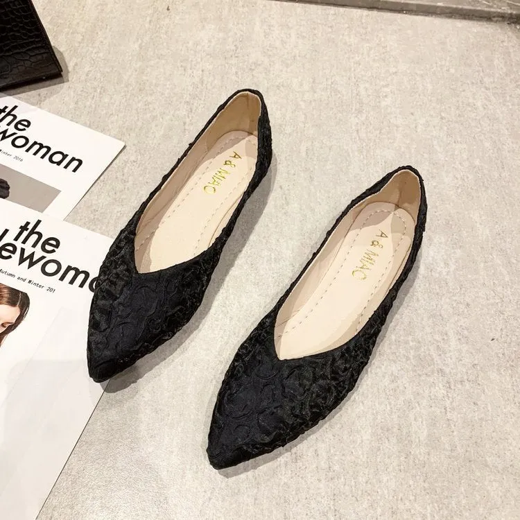 Damen Ballerinas mit spitz zulaufendem Design und strukturiertem Obermaterial
