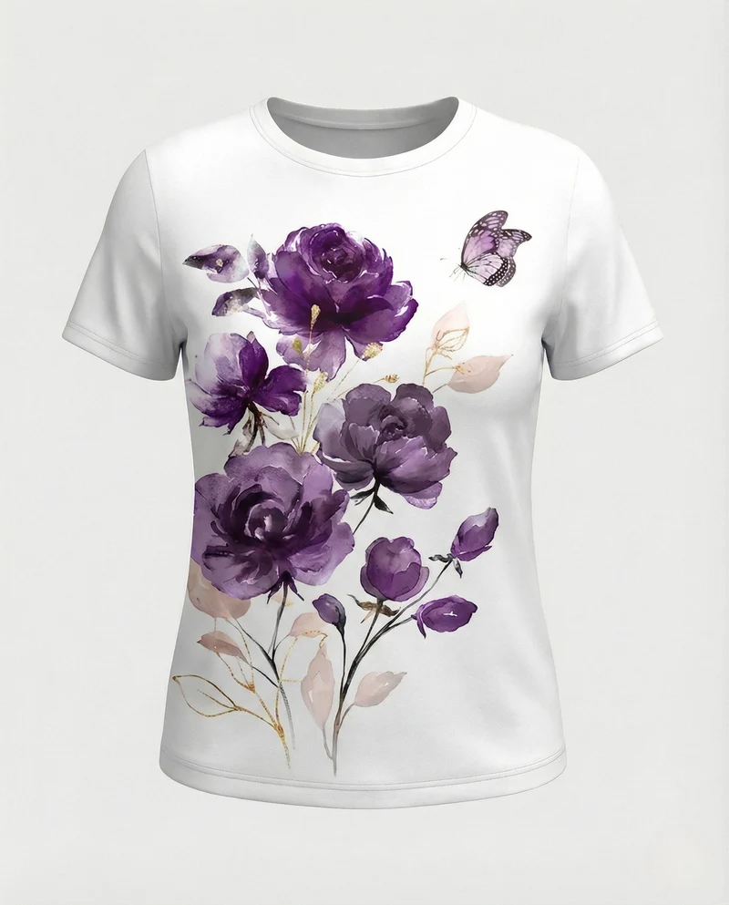 Printshirt Damen Pfauenmotiv Kurzarm