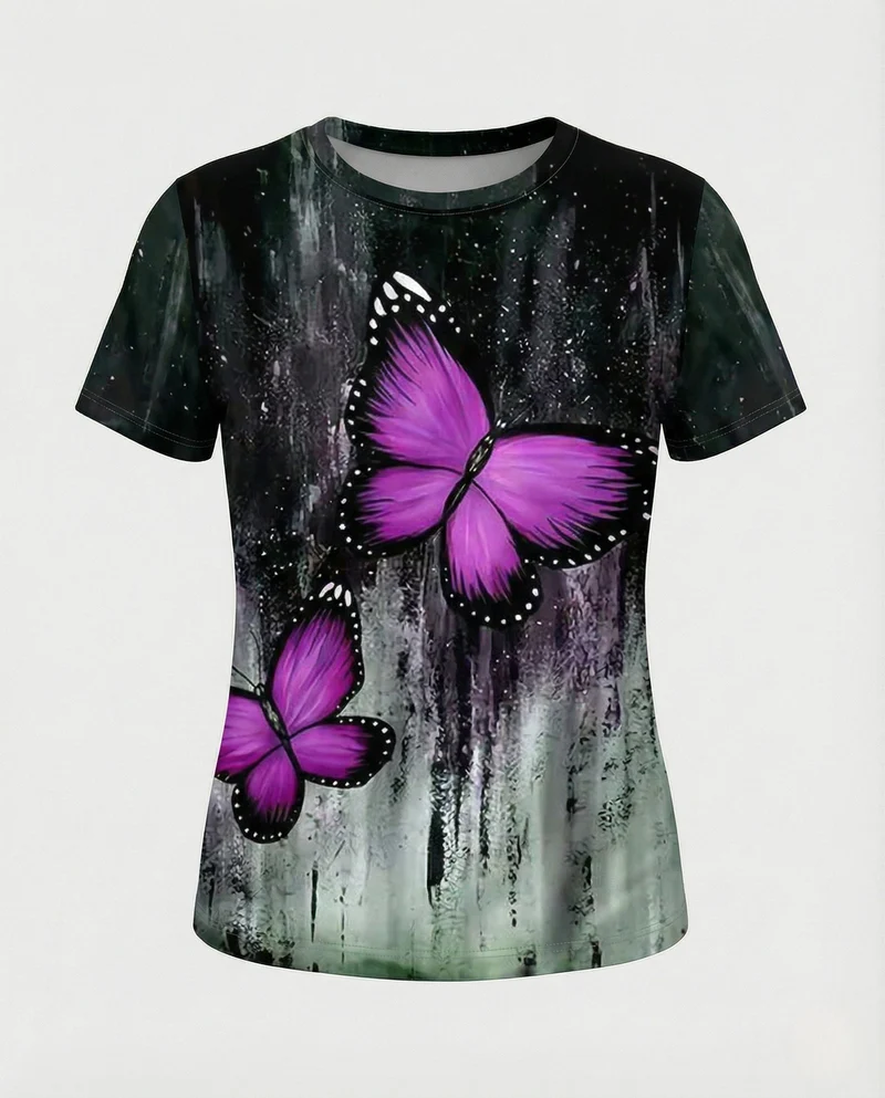 Printshirt Damen Pfauenmotiv Kurzarm
