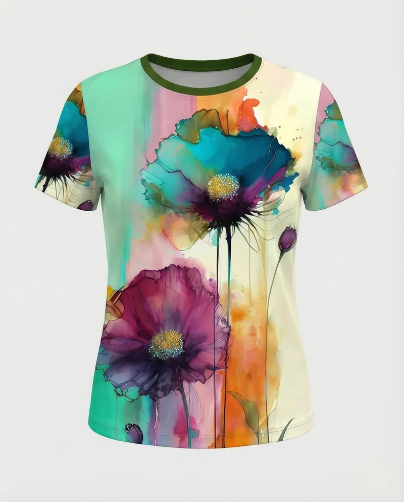 Printshirt Damen Pfauenmotiv Kurzarm