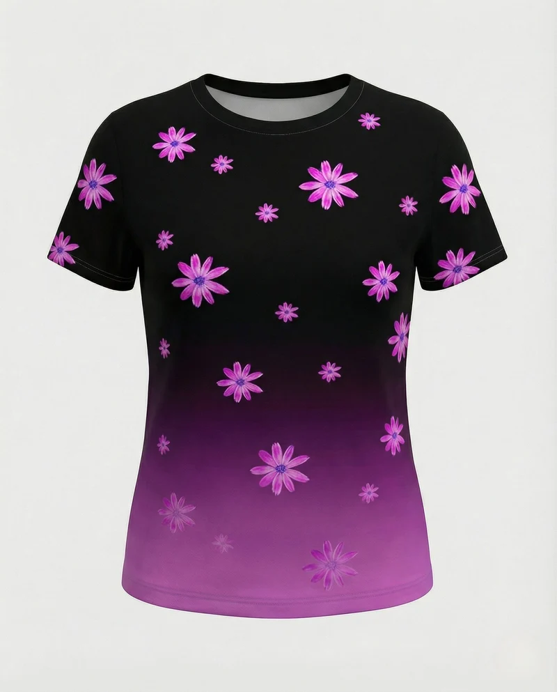 Printshirt Damen Pfauenmotiv Kurzarm