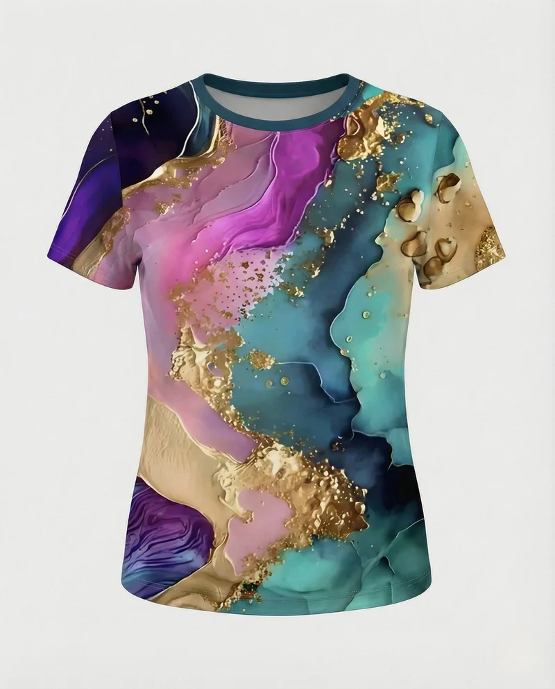 Printshirt Damen Pfauenmotiv Kurzarm