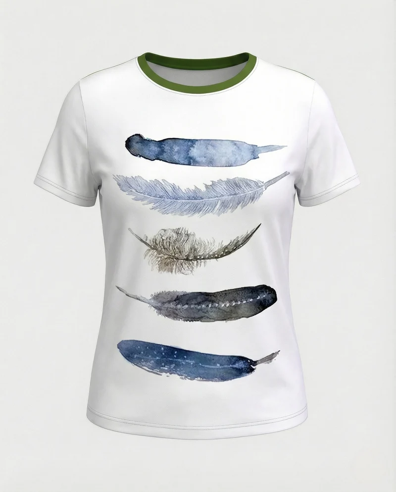 Printshirt Damen Pfauenmotiv Kurzarm