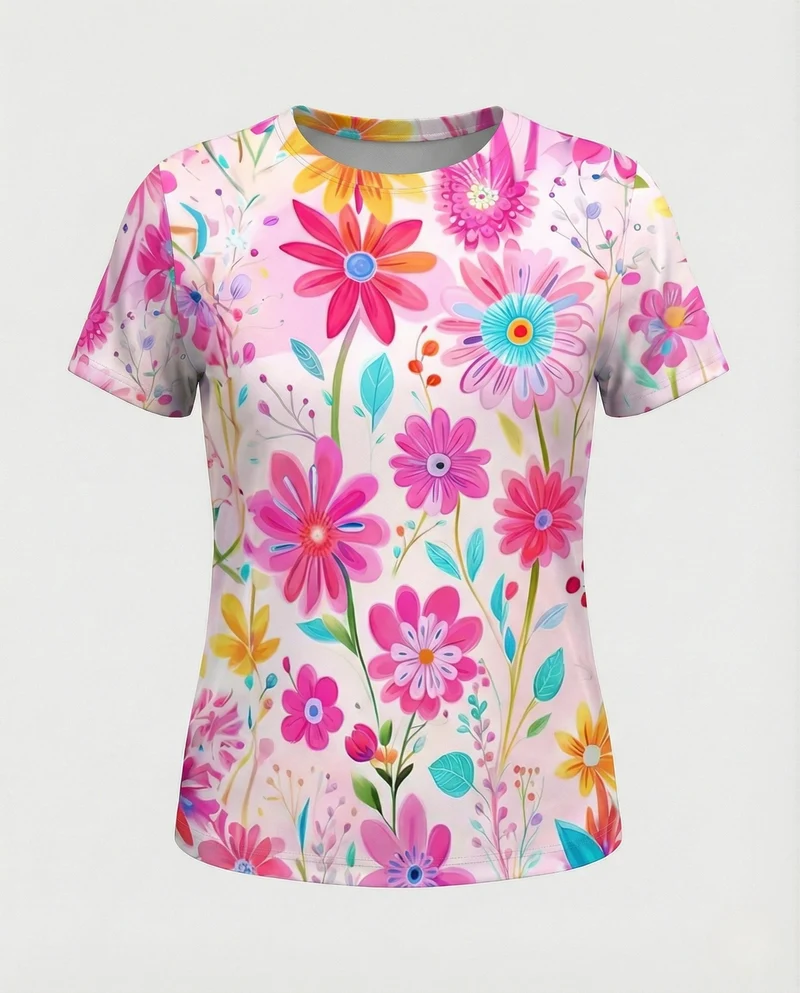 Printshirt Damen Pfauenmotiv Kurzarm