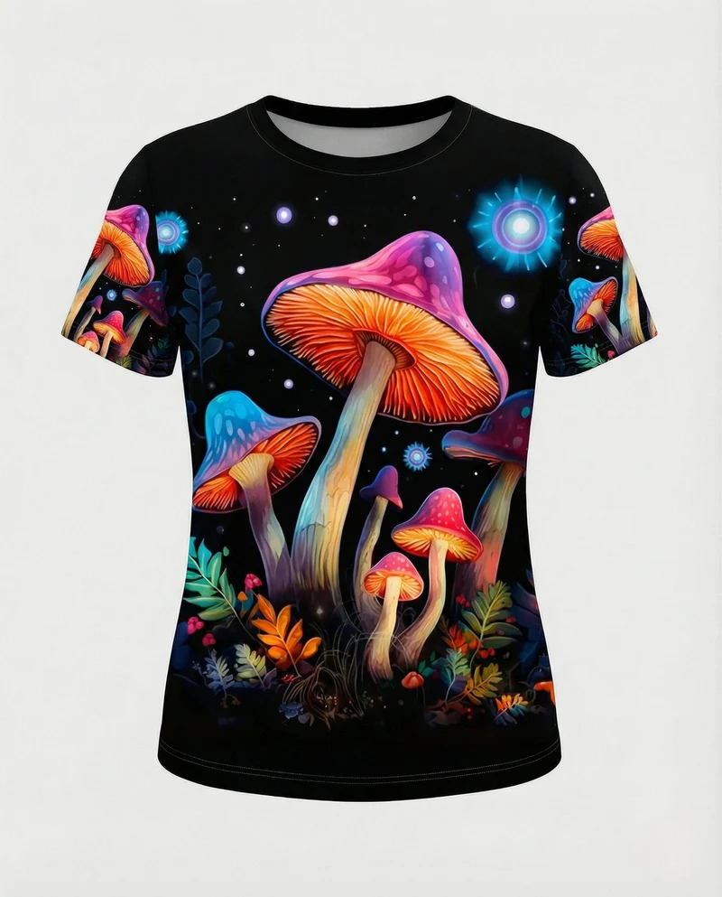 Printshirt Damen Pfauenmotiv Kurzarm