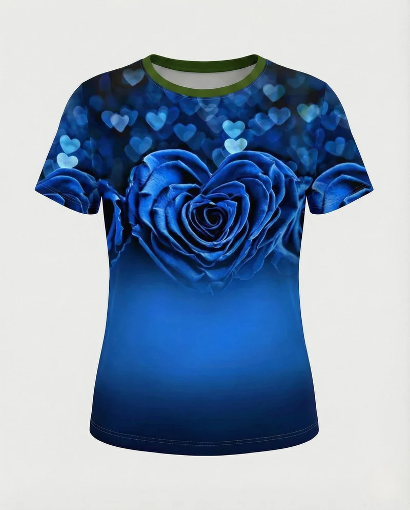 Printshirt Damen Pfauenmotiv Kurzarm