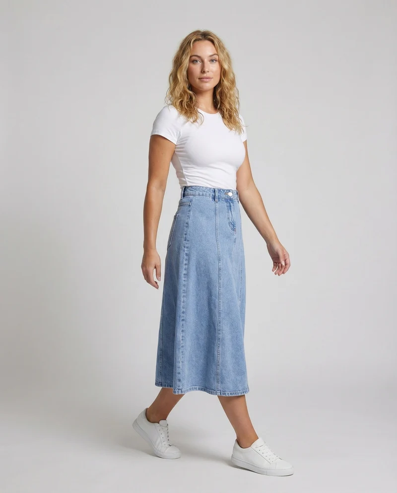 Damen Rustikale Vertikale Teilungsnähte Denim Jeans-Maxirock