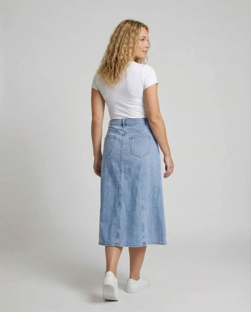 Damen Rustikale Vertikale Teilungsnähte Denim Jeans-Maxirock