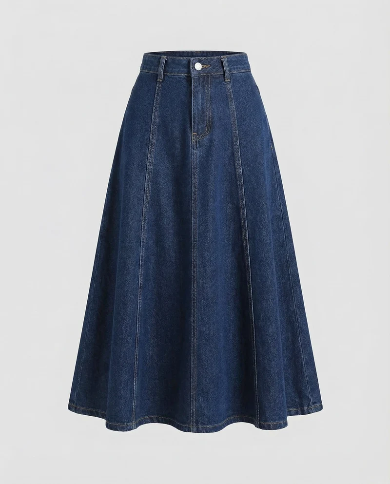 Damen Rustikale Vertikale Teilungsnähte Denim Jeans-Maxirock