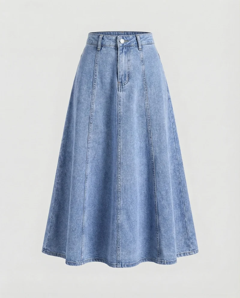 Damen Rustikale Vertikale Teilungsnähte Denim Jeans-Maxirock