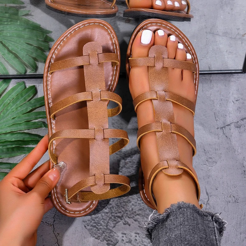 Damen Flauschige Riemchen-Sandalen mit komfortablem Fußbett und ergonomischem Design