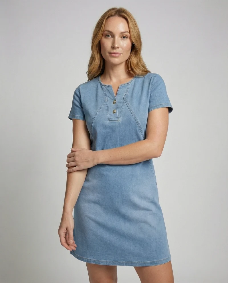 Damen Jeans-Kurzkleid Figurumspielende A-Linie