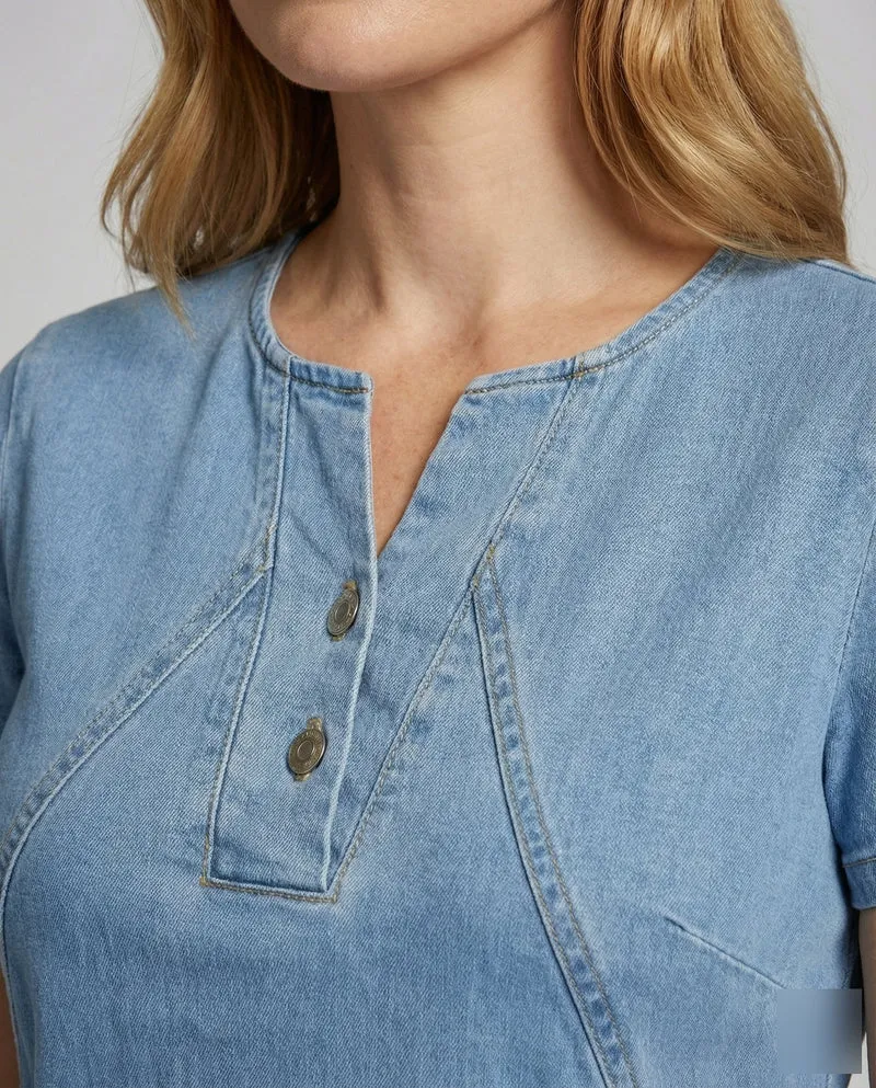 Damen Jeans-Kurzkleid Figurumspielende A-Linie