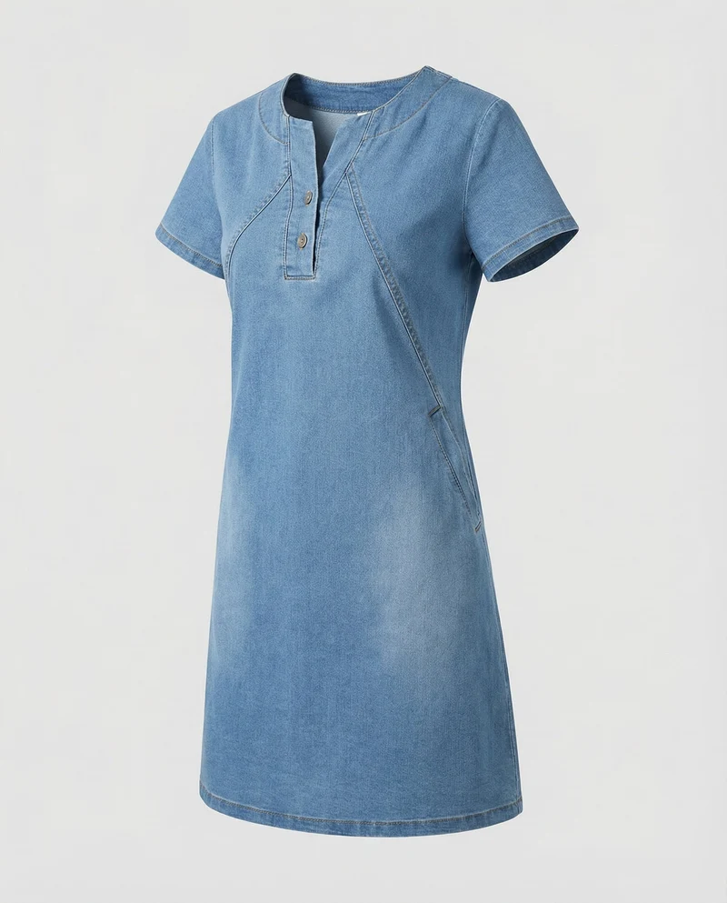 Damen Jeans-Kurzkleid Figurumspielende A-Linie