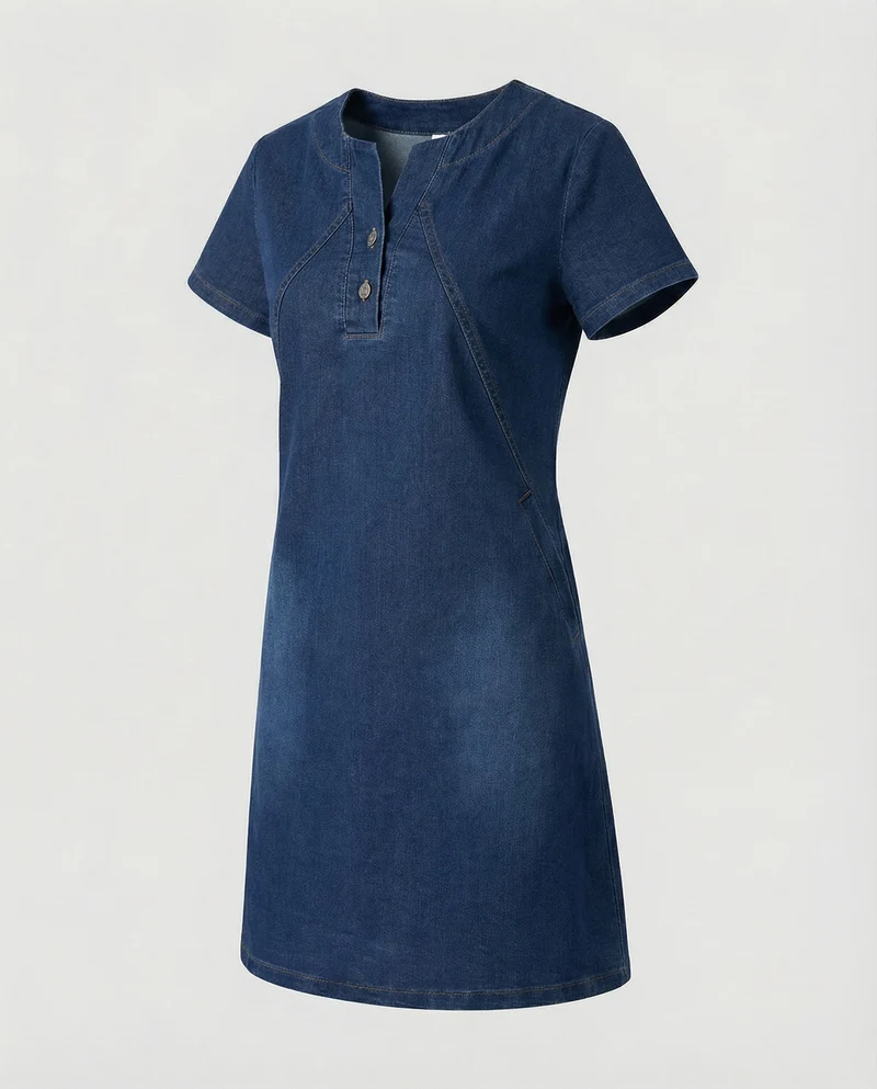 Damen Jeans-Kurzkleid Figurumspielende A-Linie