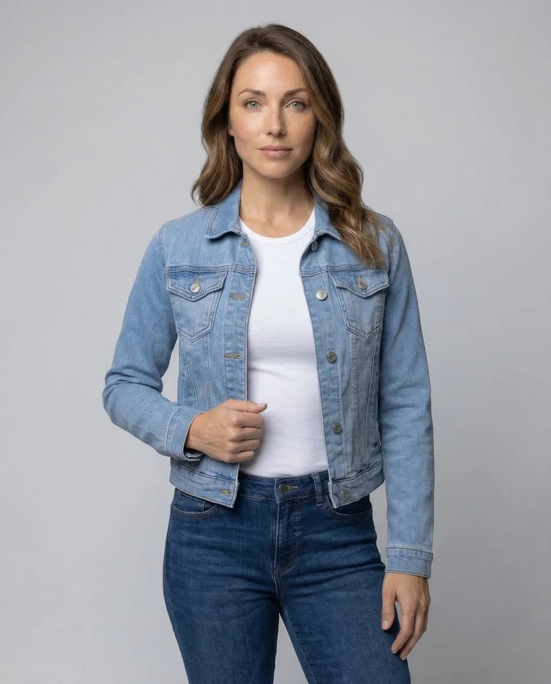 Damen Jeansjacke Kurz Tailliert