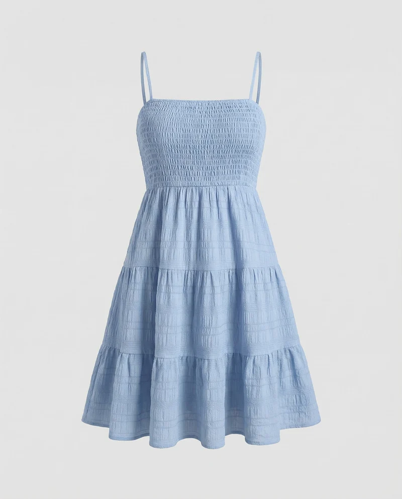 Damen smockiertes Bustier-Kurzkleid in Crinkle-Optik