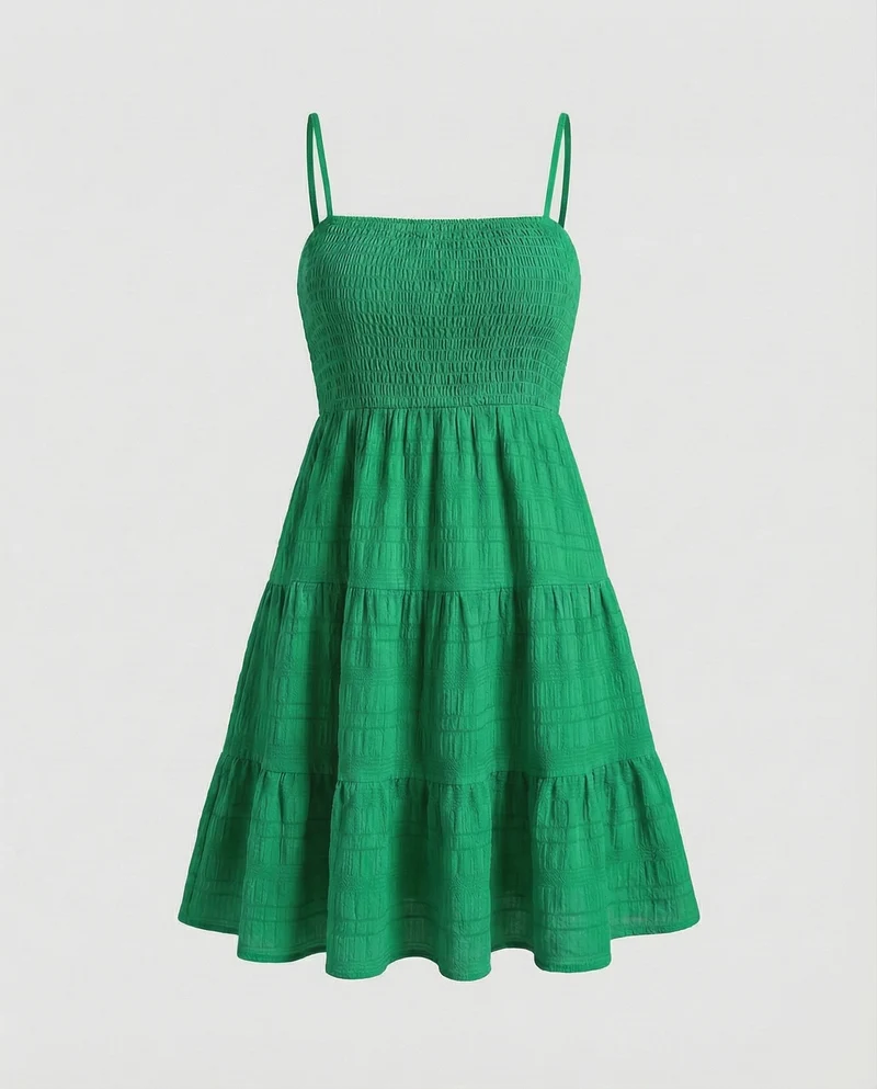 Damen smockiertes Bustier-Kurzkleid in Crinkle-Optik