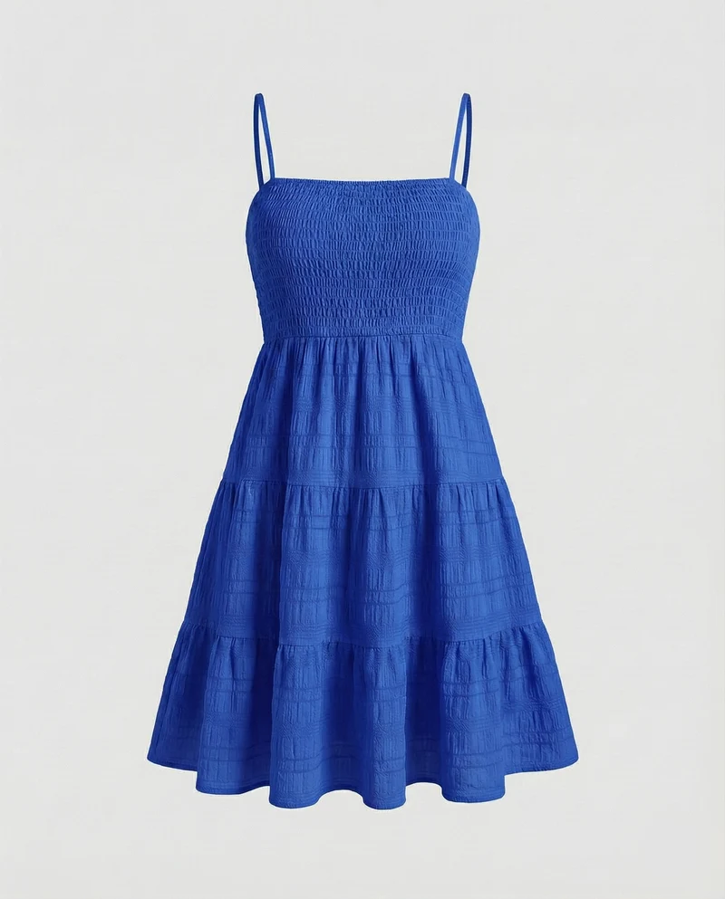 Damen smockiertes Bustier-Kurzkleid in Crinkle-Optik