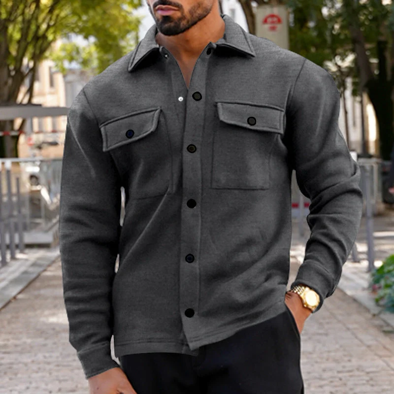 Herren lässige Hemdjacke mit praktischen Brusttaschen und strukturiertem Design