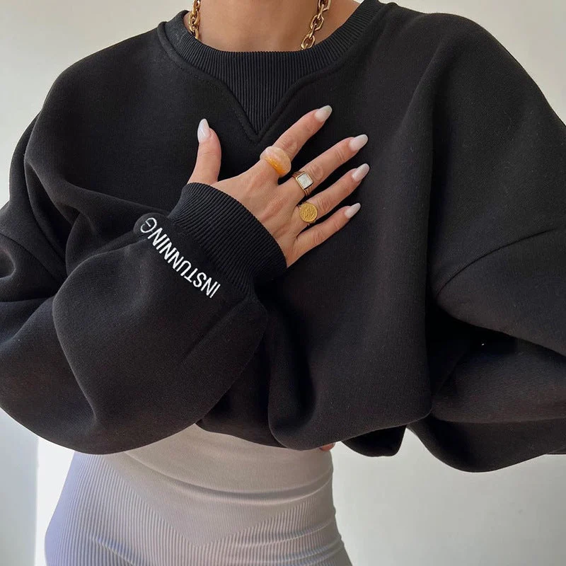 Damen lässiger Oversized Sweatshirt mit Raglanärmeln und besonderen Detailnähten