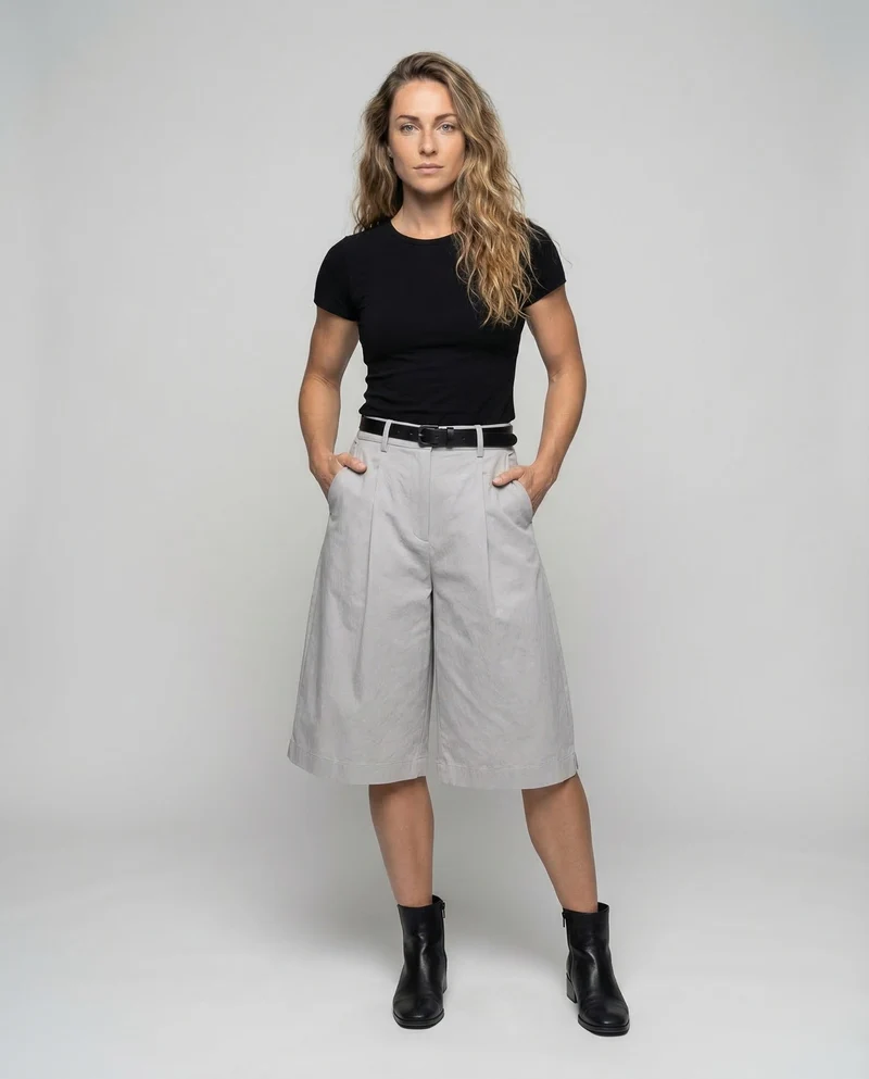 Damen Bermuda-Culotte Leichter Twill