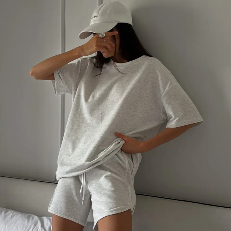 Damen lässiges T-Shirt und Shorts-Set mit lockerer Passform