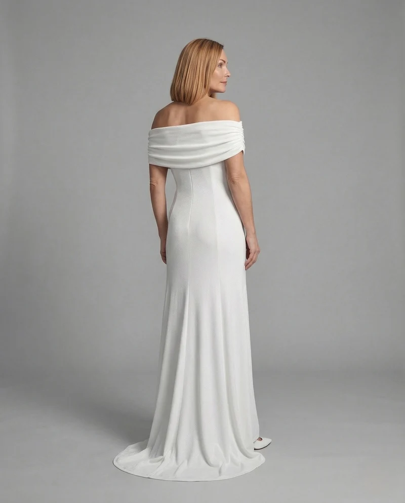 Damen Carmen Abendkleid mit Schalkragen